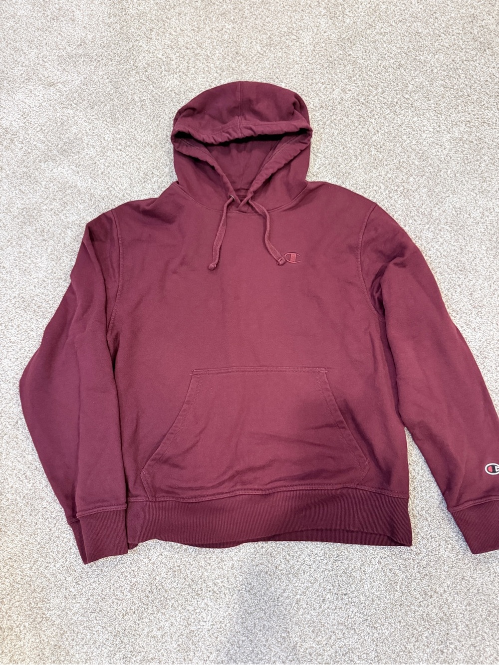 Champion Men's Large Burgundy Hooded Pullover Sweatshirt